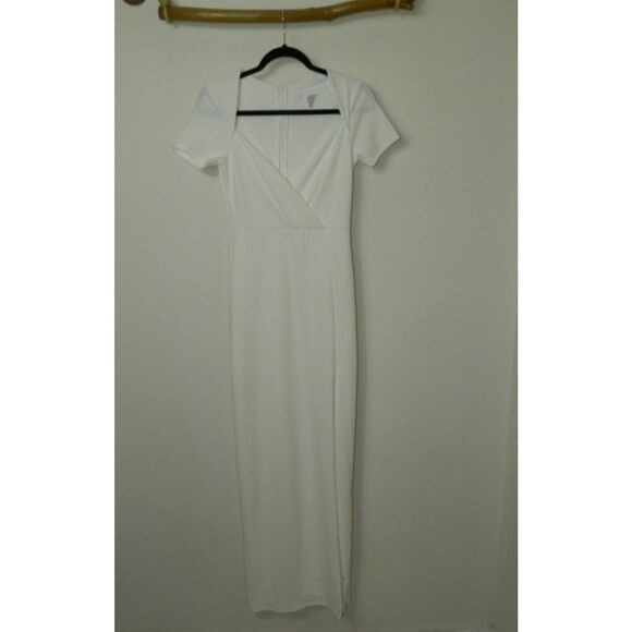 Lulu's Dress Eternal Elegance White Surplice Short Sleeve Maxi Dress Small - Picture 2 of 9